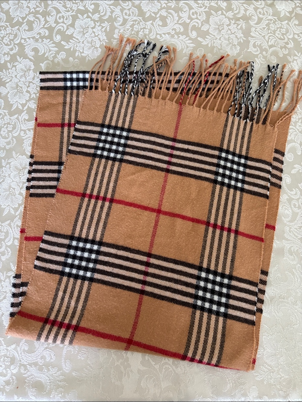 Classic Plaid Fringe Scarf - Burberry Style